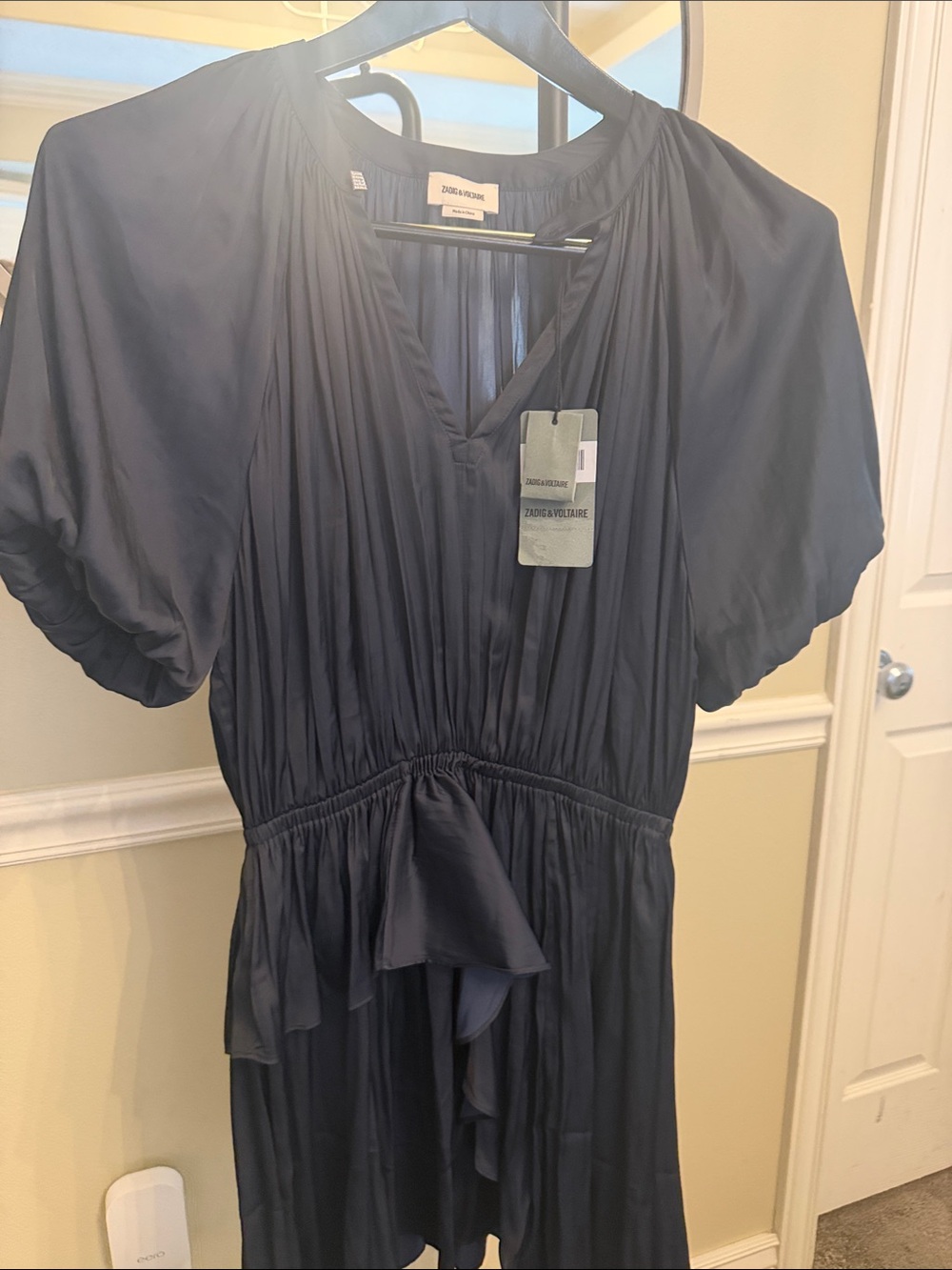 Zadig & Voltaire Navy Ruffled Midi Dress